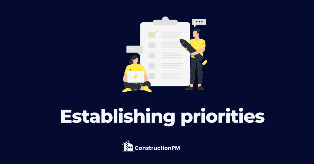 In construction project checklist established your priorities first