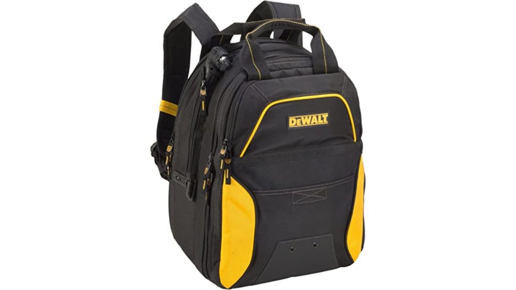 DEWALT 33-Pocket Lighted USB Charging Tool Backpack – Multifunctional Comfy Bag Overall Best backpack for construction workers