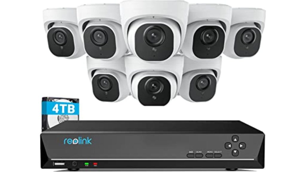 REOLINK 4K Security Camera System, RLK16-800D8, 8pcs - Best High Video Quality Security Camera For Construction sites (4TB HDD)